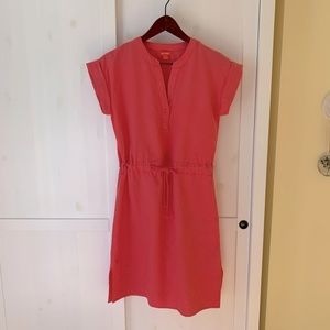 Linen Blend Coral Dress